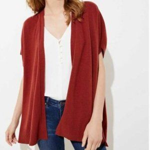 LOFT Copper Red Knit Open Poncho Cardigan XS/S